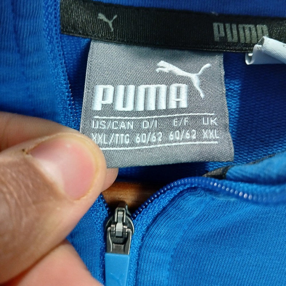 Puma Cloudspun Golf Top Mens 2XL Blue Logo Mock Neck Quarter Zip Performance - Picture 4 of 7